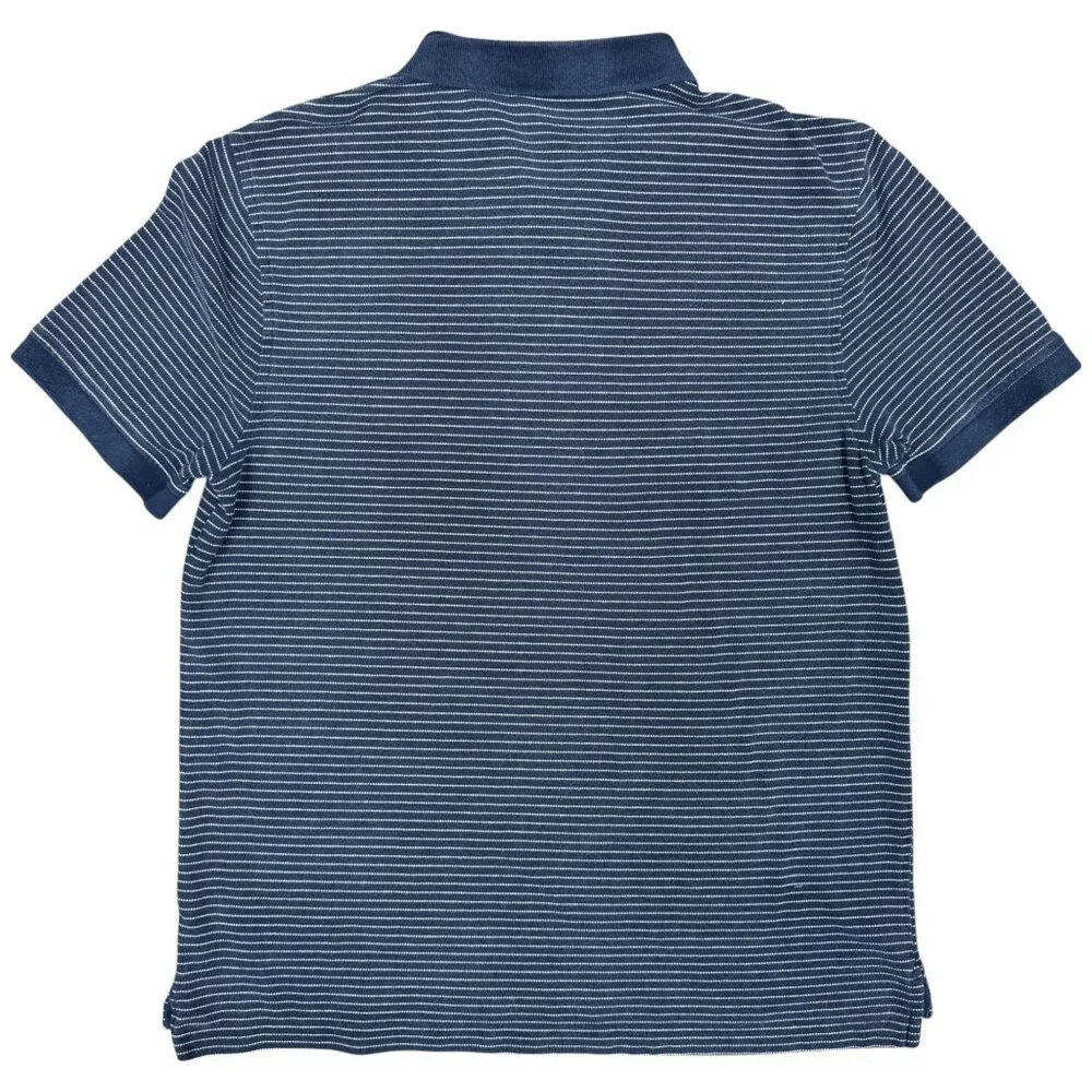 Men's J. CREW Stretch Piqué Polo Shirt in Navy Stripe J6922-‎ Size M